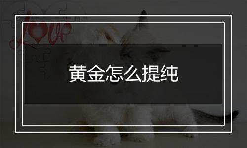 黄金怎么提纯