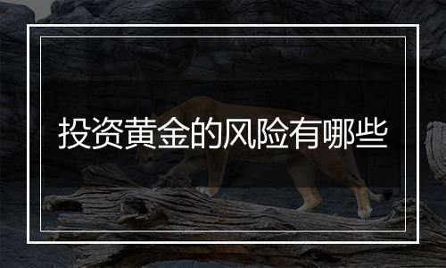 投资黄金的风险有哪些
