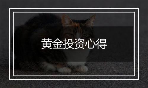 黄金投资心得