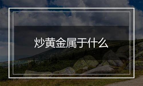 炒黄金属于什么