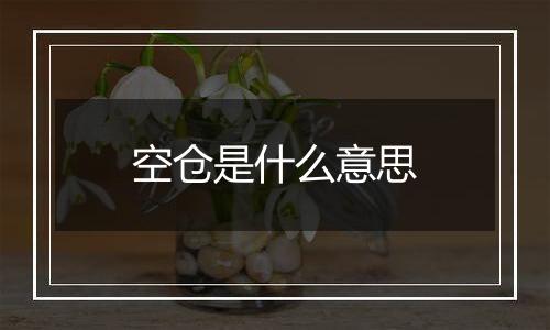 空仓是什么意思