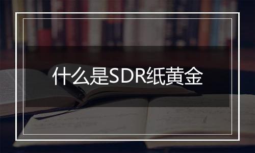 什么是SDR纸黄金