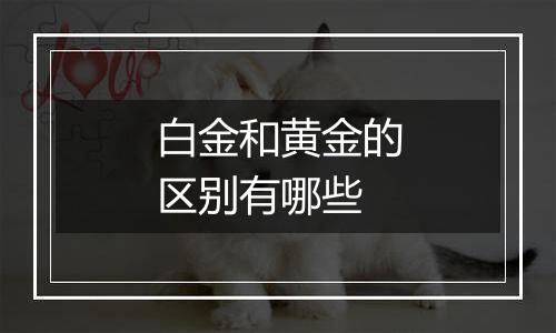 白金和黄金的区别有哪些