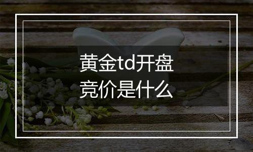 黄金td开盘竞价是什么