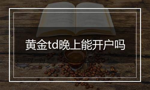 黄金td晚上能开户吗