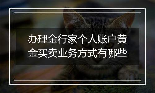 办理金行家个人账户黄金买卖业务方式有哪些