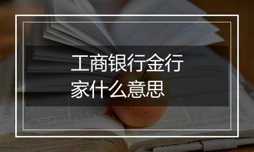 工商银行金行家什么意思