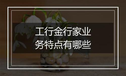 工行金行家业务特点有哪些