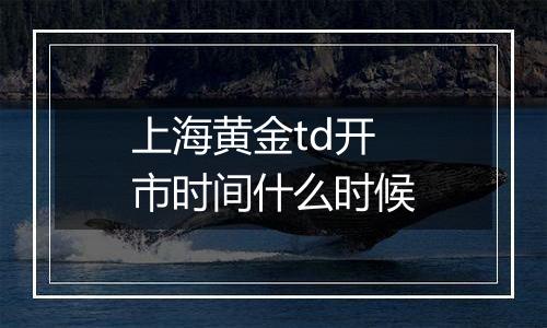 上海黄金td开市时间什么时候
