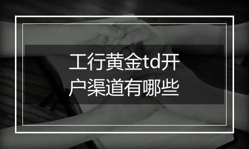 工行黄金td开户渠道有哪些