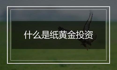什么是纸黄金投资