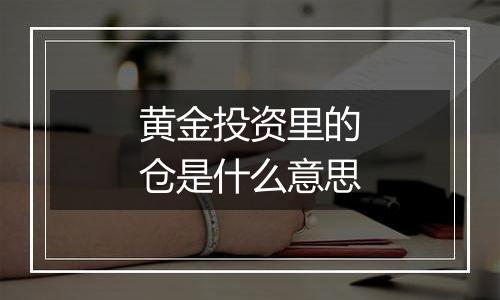 黄金投资里的仓是什么意思