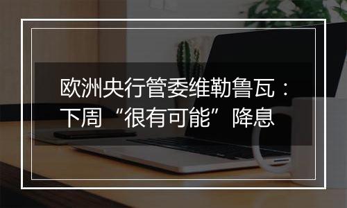 欧洲央行管委维勒鲁瓦:下周“很有可能”降息