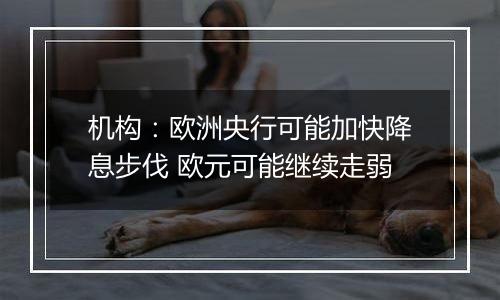 机构:欧洲央行可能加快降息步伐 欧元可能继续走弱