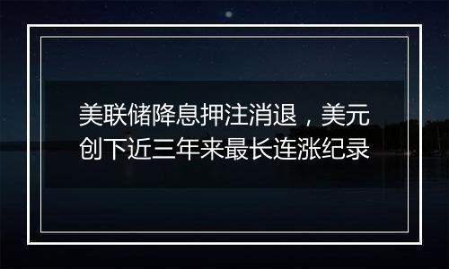 美联储降息押注消退,美元创下近三年来最长连涨纪录