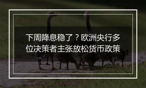 下周降息稳了?欧洲央行多位决策者主张放松货币政策
