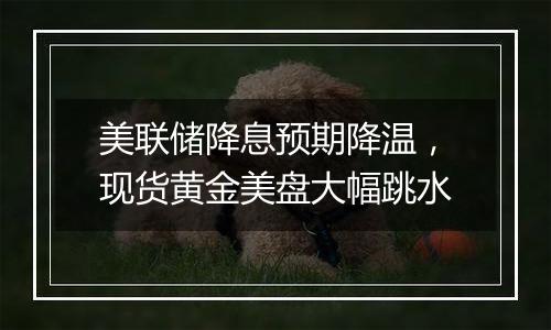 美联储降息预期降温,现货黄金美盘大幅跳水