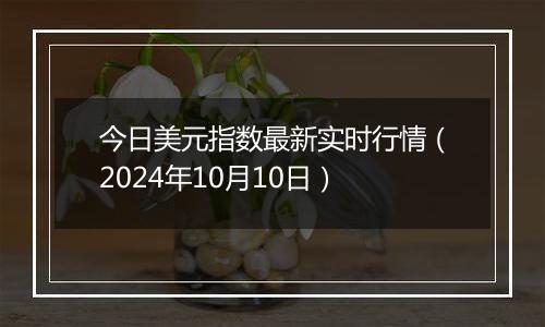 今日美元指数最新实时行情(2024年10月10日)