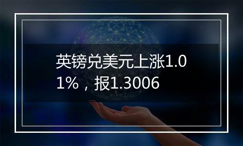 英镑兑美元上涨1.01%,报1.3006
