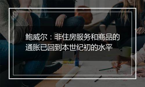 鲍威尔:非住房服务和商品的通胀已回到本世纪初的水平