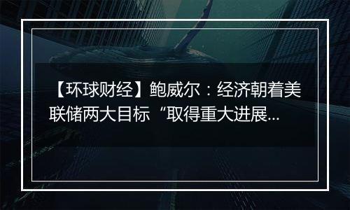 【环球财经】鲍威尔:经济朝着美联储两大目标“取得重大进展”