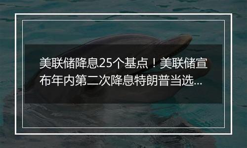 美联储降息25个基点!美联储宣布年内第二次降息特朗普当选总统或令美联储放慢降息步伐