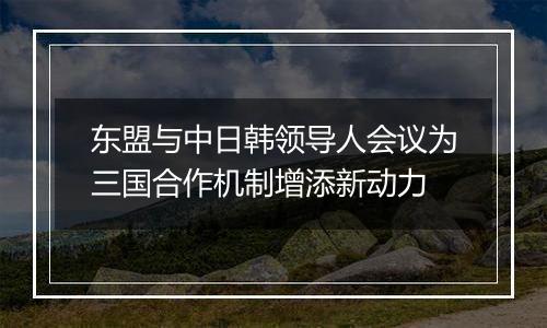 东盟与中日韩领导人会议为三国合作机制增添新动力