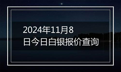 2024年11月8日今日白银报价查询
