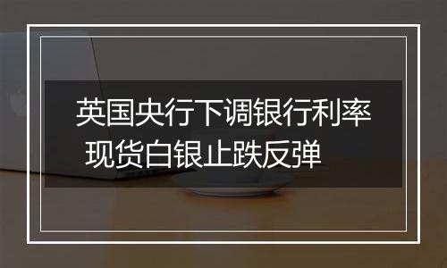 英国央行下调银行利率 现货白银止跌反弹
