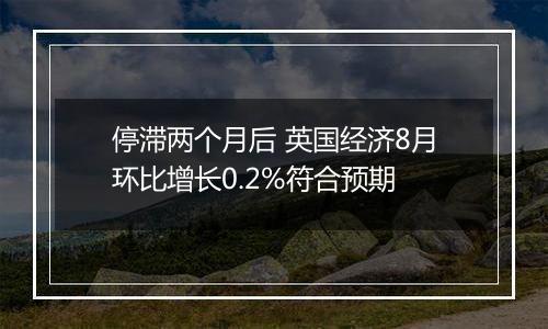 停滞两个月后 英国经济8月环比增长0.2%符合预期