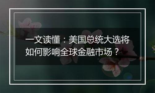 一文读懂:美国总统大选将如何影响全球金融市场?