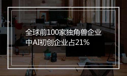 全球前100家独角兽企业中AI初创企业占21%