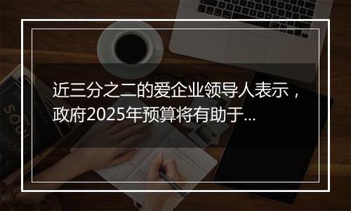 近三分之二的爱企业领导人表示,政府2025年预算将有助于增长
