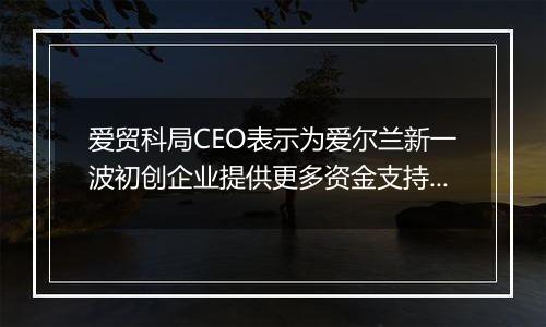 爱贸科局CEO表示为爱尔兰新一波初创企业提供更多资金支持将有助于它们与跨国公司竞争