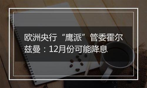 欧洲央行“鹰派”管委霍尔兹曼:12月份可能降息