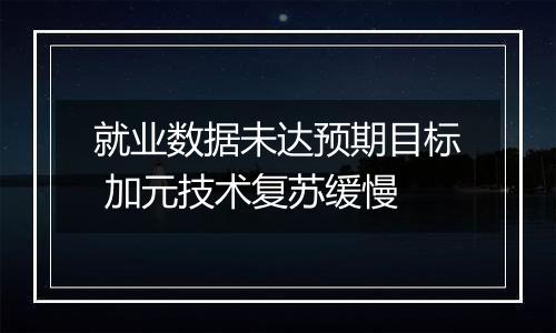 就业数据未达预期目标 加元技术复苏缓慢