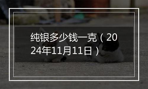 纯银多少钱一克(2024年11月11日)