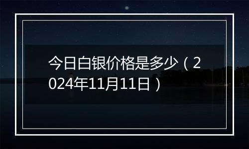 今日白银价格是多少(2024年11月11日)