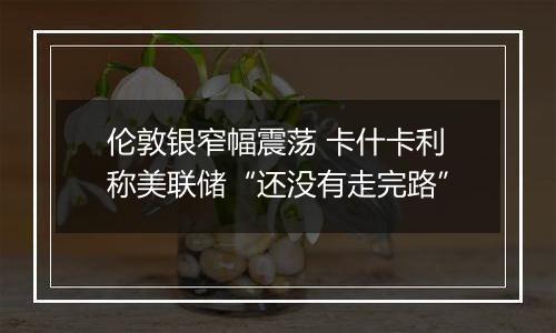 伦敦银窄幅震荡 卡什卡利称美联储“还没有走完路”