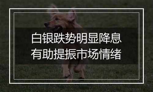 白银跌势明显降息有助提振市场情绪