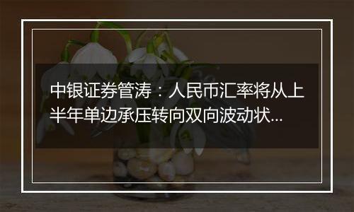 中银证券管涛:人民币汇率将从上半年单边承压转向双向波动状态