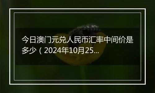 今日澳门元兑人民币汇率中间价是多少(2024年10月25日)