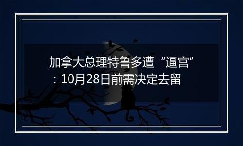 加拿大总理特鲁多遭“逼宫”:10月28日前需决定去留