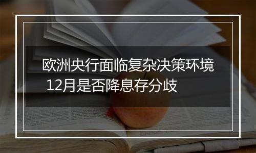 欧洲央行面临复杂决策环境 12月是否降息存分歧
