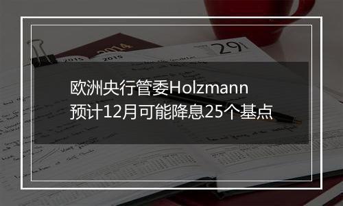 欧洲央行管委Holzmann预计12月可能降息25个基点