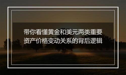 带你看懂黄金和美元两类重要资产价格变动关系的背后逻辑