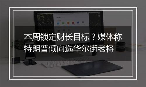 本周锁定财长目标?媒体称特朗普倾向选华尔街老将