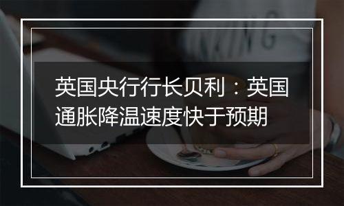英国央行行长贝利:英国通胀降温速度快于预期