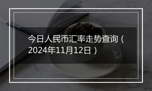 今日人民币汇率走势查询（2024年11月12日）