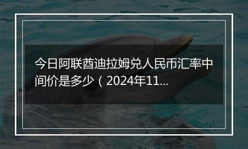 今日阿联酋迪拉姆兑人民币汇率中间价是多少(2024年11月12日)